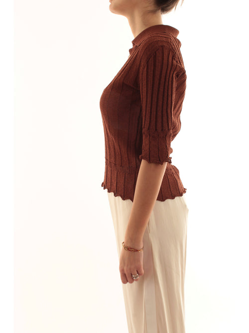 Akep polo light lurex da donna caffè