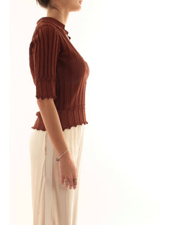 Akep polo light lurex da donna caffè