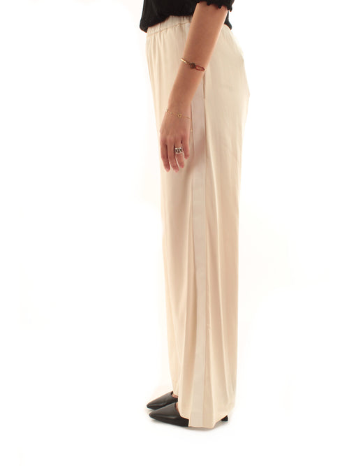 Akep pantalone con inserto gros grain a contrasto da donna beige