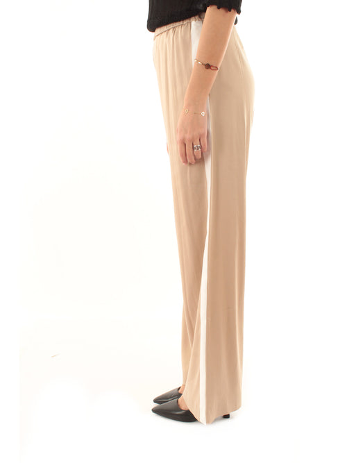 Akep pantalone con inserto gros grain a contrasto da donna ecru