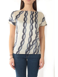 Emme Marella SANSA blusa doppio materiale da donna blu