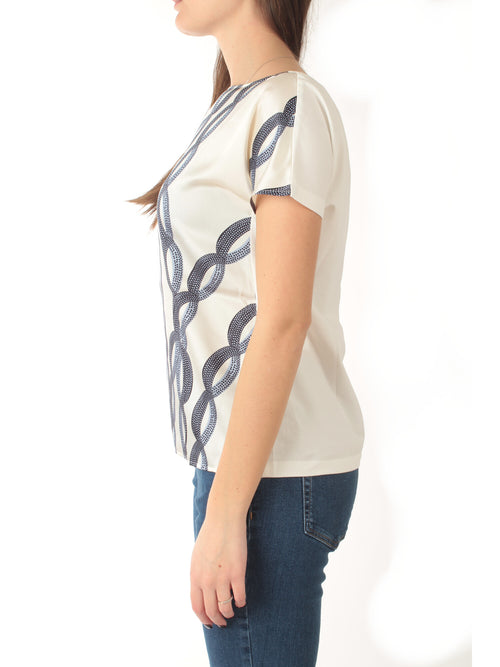 Emme Marella SANSA blusa doppio materiale da donna blu