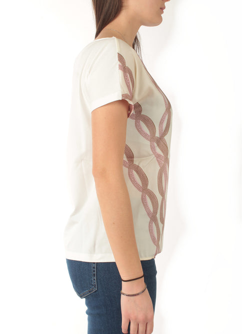 Emme Marella SANSA blusa doppio materiale da donna rosa