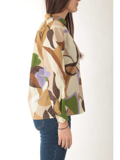Emme Marella PONTILE blusa in popeline stampato da donna sabbia
