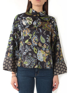 Emme Marella SEVERO camicia in twill stampato da donna blu fiore