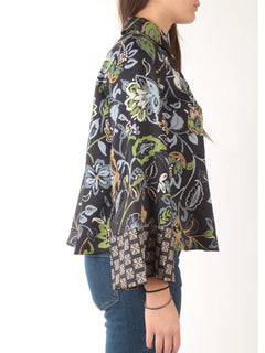 Emme Marella SEVERO camicia in twill stampato da donna blu fiore