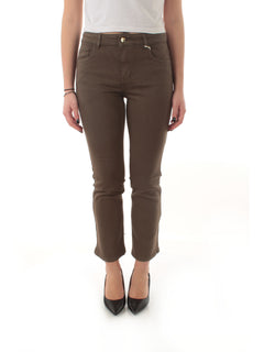 Emme Marella SFINGE pantalone 5 tasche slim flare da donna cachi