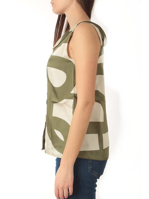 Emme Marella GOMMOSO top smanicato in twill da donna military