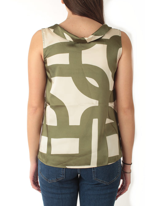 Emme Marella GOMMOSO top smanicato in twill da donna military