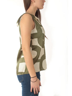 Emme Marella GOMMOSO top smanicato in twill da donna military