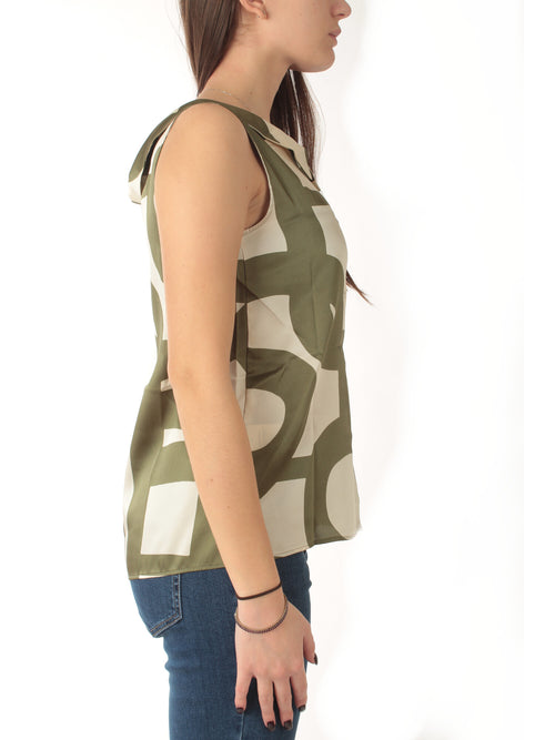 Emme Marella GOMMOSO top smanicato in twill da donna military