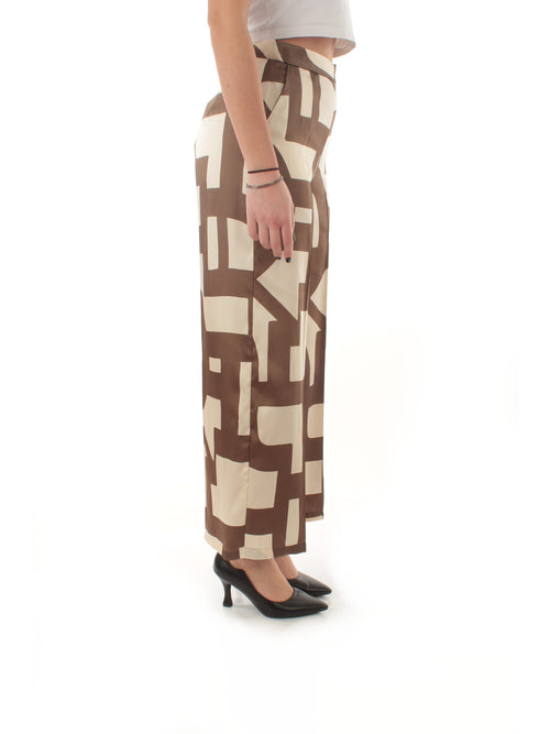 Emme Marella ALBERO pantalone in twill stampato da donna tortora