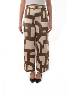Emme Marella ALBERO pantalone in twill stampato da donna tortora
