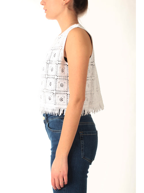 Emme Marella TENENTE gilet in corchet da donna bianco