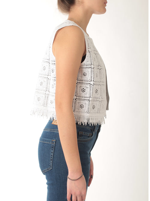 Emme Marella TENENTE gilet in corchet da donna bianco