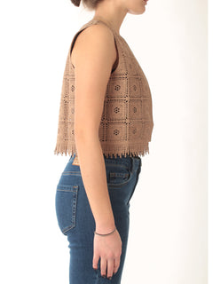 Emme Marella TENENTE gilet in corchet da donna sabbia