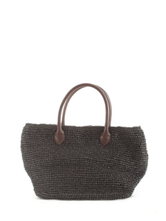 Emme Marella borsa tote intrecciata in raffia da donna nero