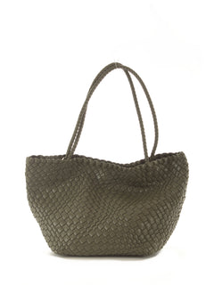 Emme Marella borsa intrecciata da donna verde militare