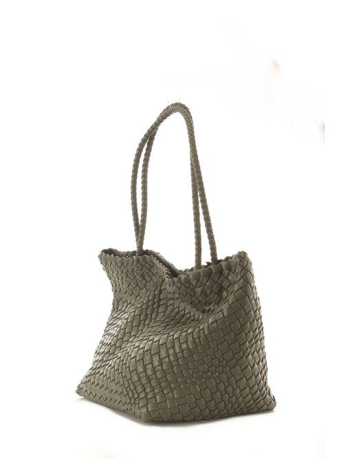 Emme Marella borsa intrecciata da donna verde militare