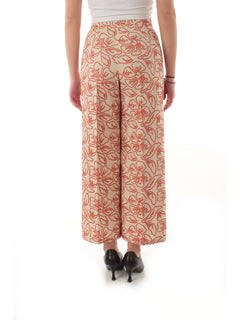 Emme Marella TEMPRA pantalone in cotone stampato da donna beige
