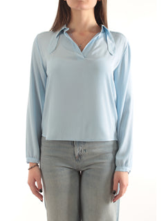 Iblues blusa in misto seta da donna celeste