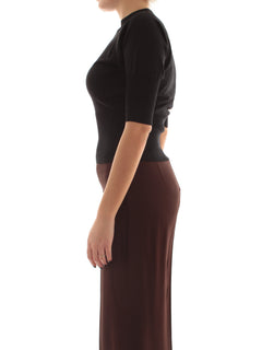 Maglia in maglia a manica corta da donna nero