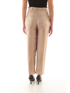 Jucca pantaloni in seta con stampa effetto denim da donna sand