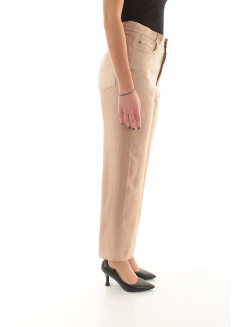 Jucca pantaloni in seta con stampa effetto denim da donna sand