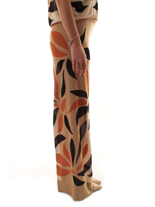 Circus hotel PANTALONE WIDE INTARSIO da donna con stampa a fiore multicolor