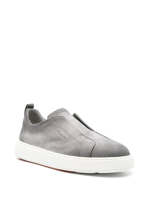 Santoni Victory sneaker slip-on da uomo in suede grey
