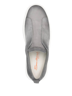 Santoni Victory sneaker slip-on da uomo in suede grey