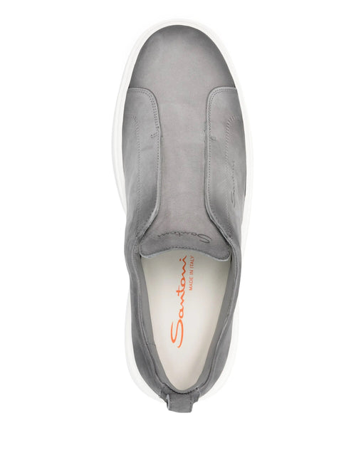 Santoni Victory sneaker slip-on da uomo in suede grey