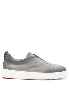 Santoni Victory sneaker slip-on da uomo in suede grey