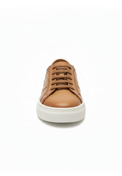 Santoni Double Bucker sneaker da uomo in pelle light brown