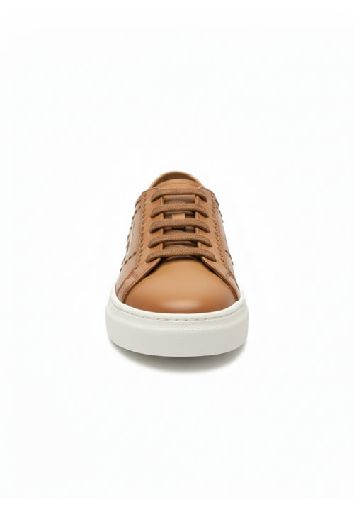 Santoni Double Bucker sneaker da uomo in pelle light brown