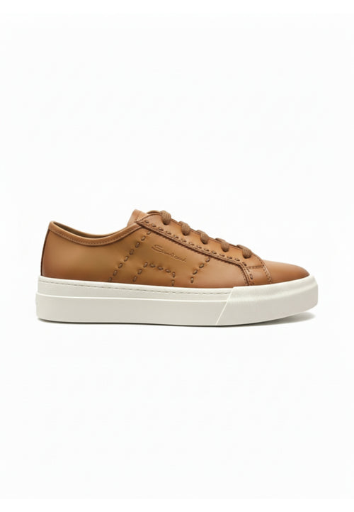 Santoni Double Bucker sneaker da uomo in pelle light brown