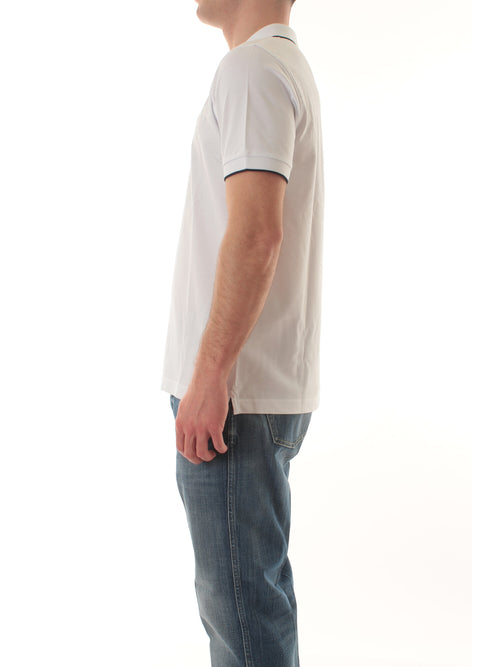 Sun 68 polo small stripes on collar da uomo bianco