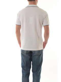 Sun 68 polo small stripes on collar da uomo bianco