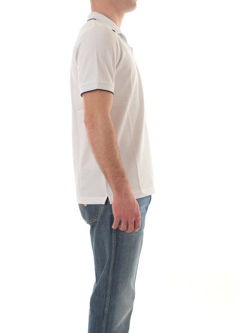 Sun 68 polo small stripes on collar da uomo bianco