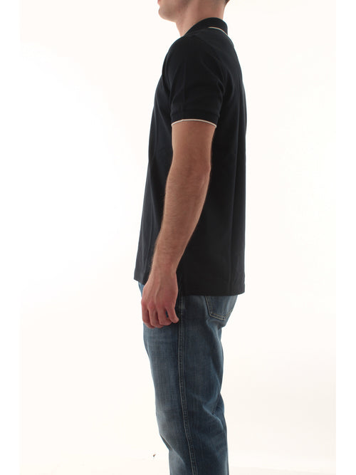 Sun 68 polo small stripes on collar da uomo navy blue