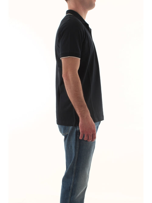 Sun 68 polo small stripes on collar da uomo navy blue