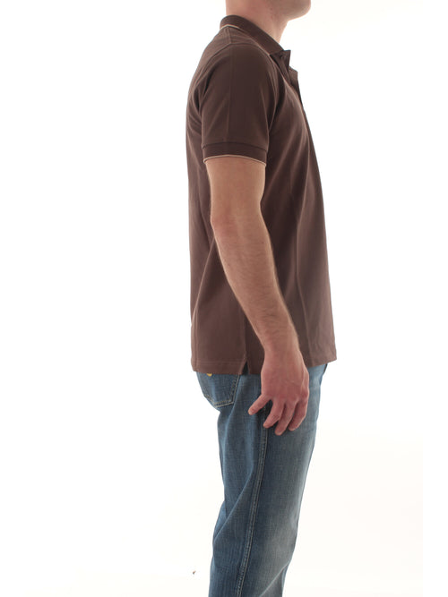 Sun 68 polo small stripes on collar da uomo marrone
