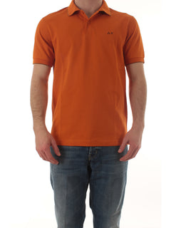 Sun 68 polo small stripes on collar da uomo rust