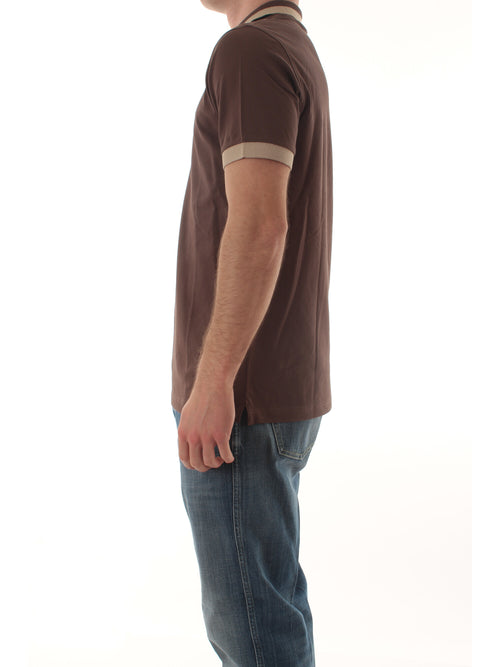 Sun 68 polo big stripe on collar da uomo marrone