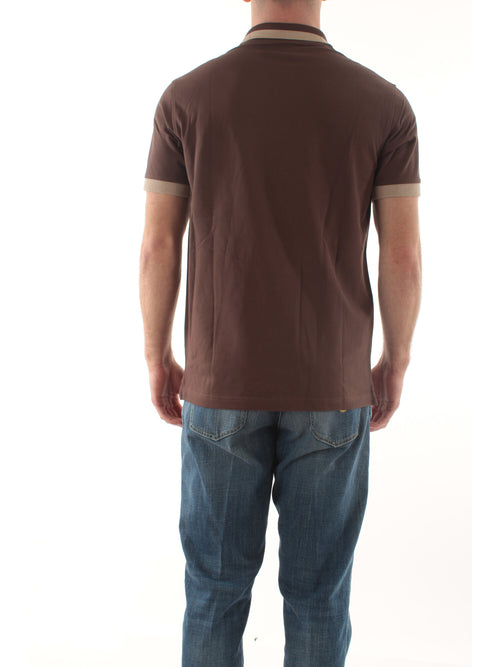 Sun 68 polo big stripe on collar da uomo marrone