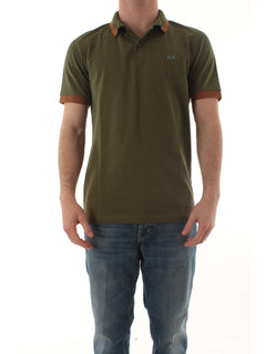 Sun 68 polo big stripe on collar da uomo verde