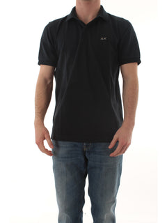 Sun 68 polo print under collar da uomo navy blue