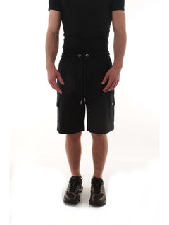 Sun 68 bermuda cargo fleece in cotone da uomo nero