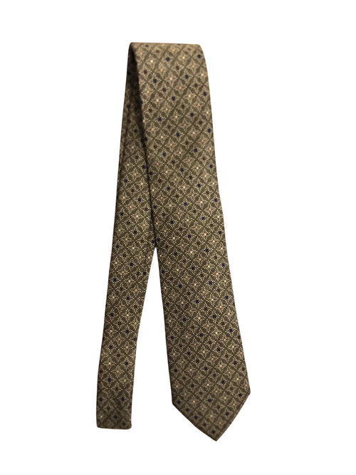 Rosi Collection cravatta da uomo in seta jacquard fondo verde