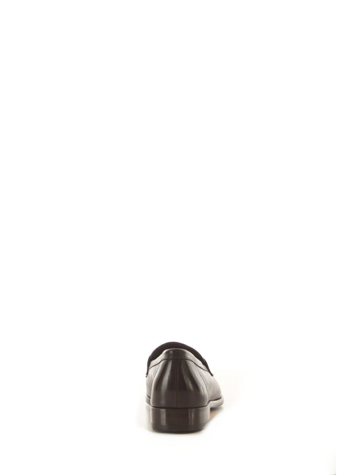 Doucal's mocassino con nappine e frangia in pelle liscia testa di moro